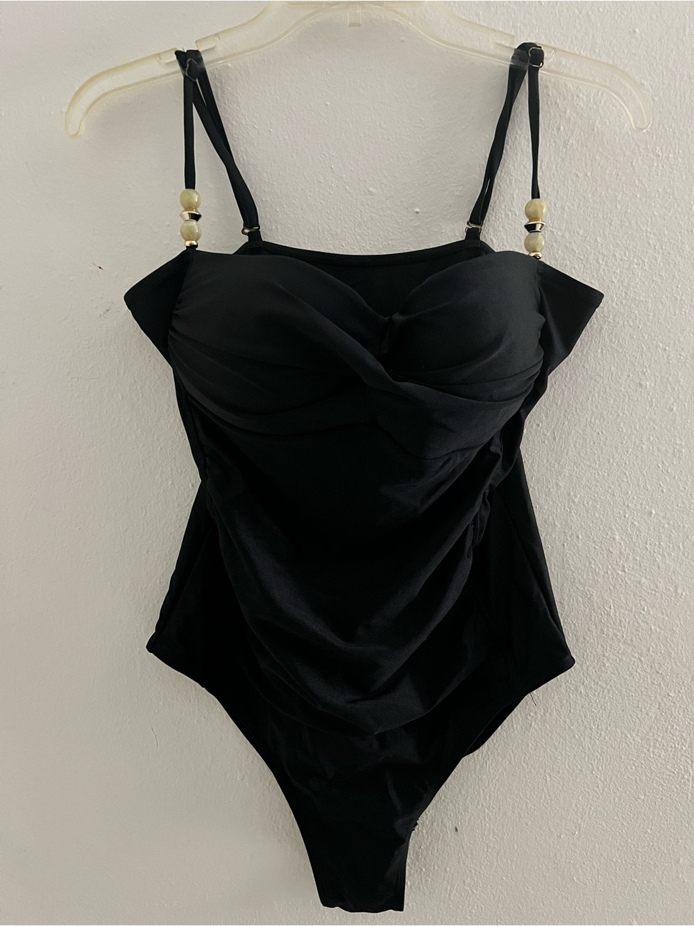 Black Girls' One-Piece Swimsuit with Adjustable Straps